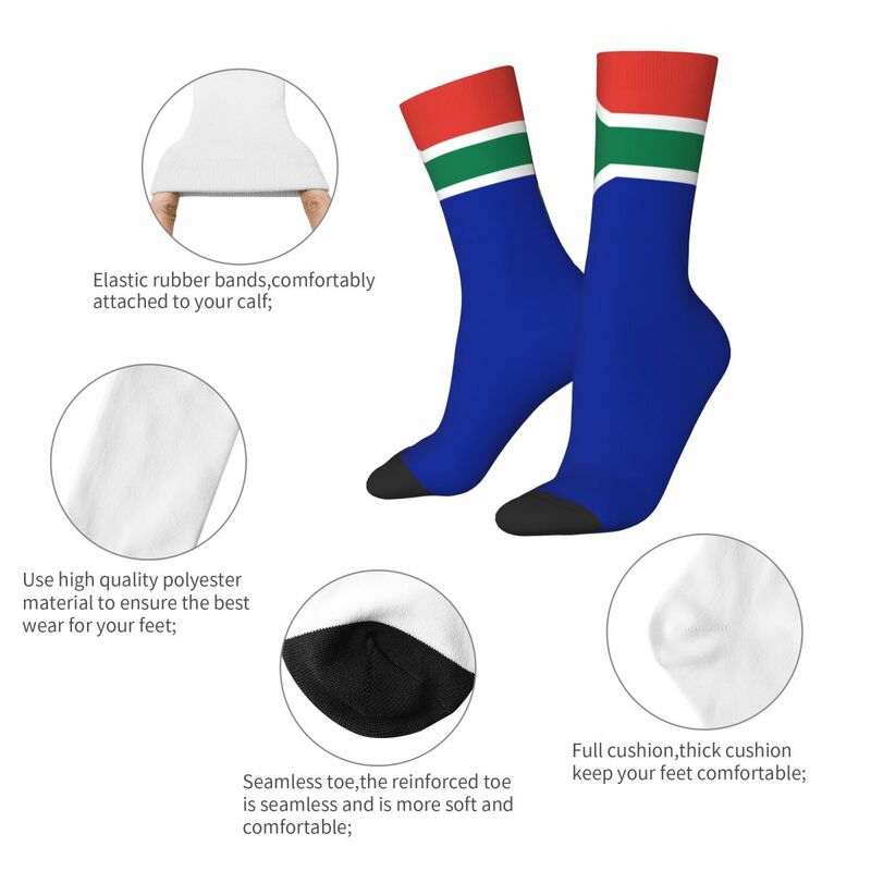 남성 및 여성용 재미있는 남아공 스프링복 국기 양말, 땀 흡수 축구 양말, 가을 겨울