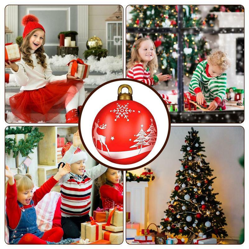 크리스마스 장식 공 거대한 크리스마스 공, 크리스마스 파티용 PVC 풍선 장식 공, 실내 야외 장식, 24 인치