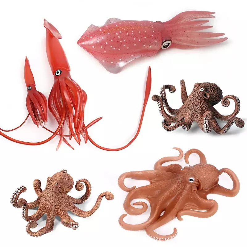 Nuevo Modelo de simulación de animales marinos, juguetes cognitivos para niños, criaturas marinas subacuáticas, calamar, pulpo, adornos