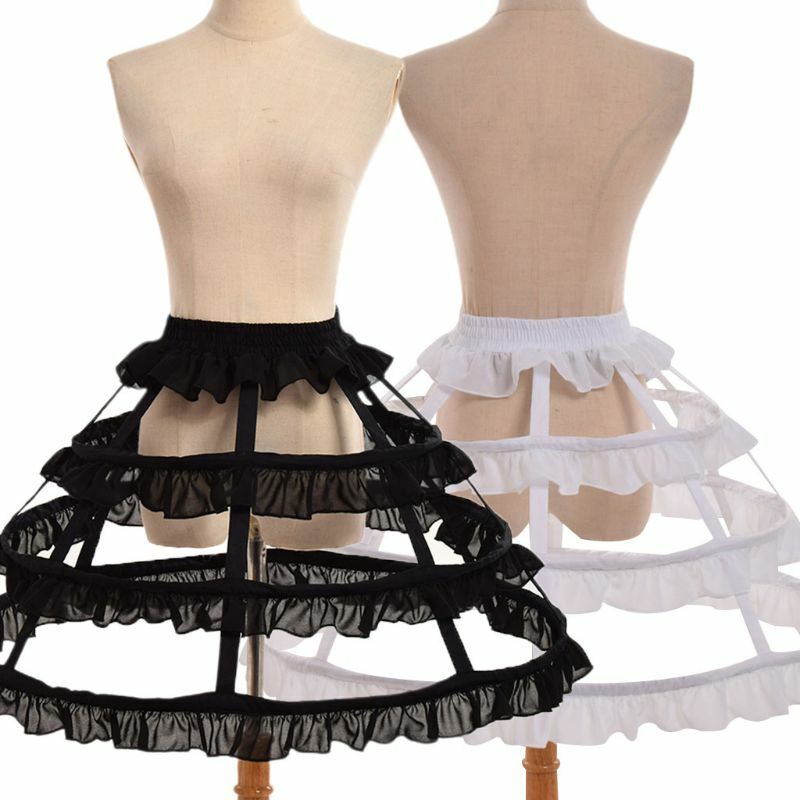 Lolita-falda de encaje de hoja de loto hueca para mujer, falda de hueso de pescado, enagua de Cosplay, vestido de novia, nuevo