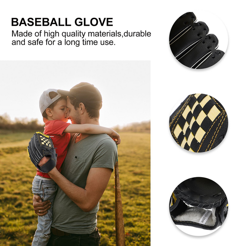 Guante de béisbol para niños, accesorio práctico de Softball, duradero, amarillo y negro, 1 unidad