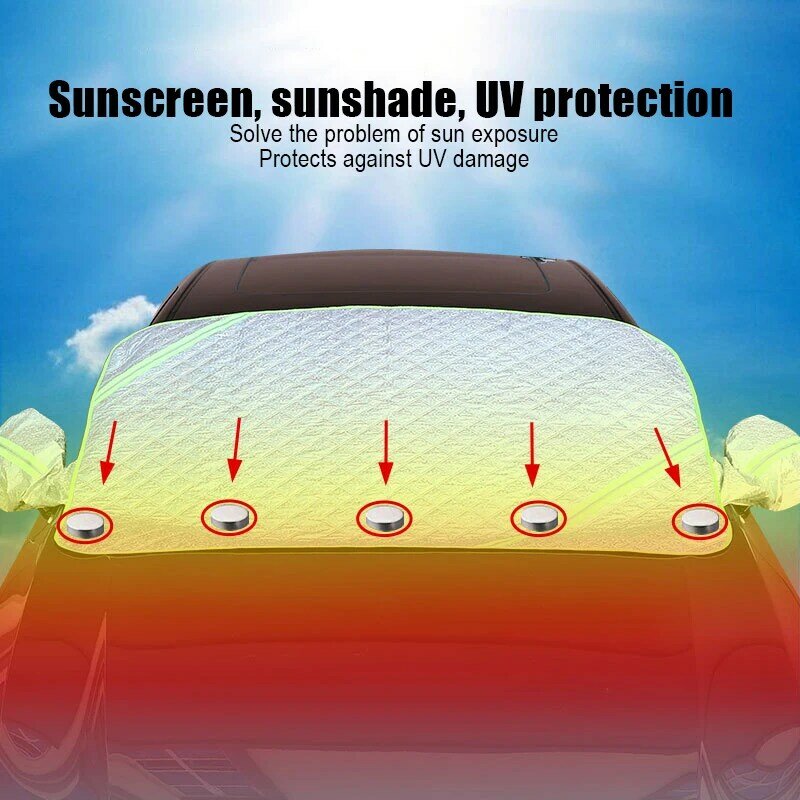 Copertura per metà corpo con protezione solare per auto quattro stagioni copertura per parabrezza anteriore multifunzionale impermeabile e antipolvere magnetica