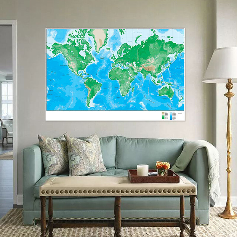 Tela de fondo de lona blanca, mapa del mundo Regular sin bandera, serie, suministros escolares de oficina de viajes