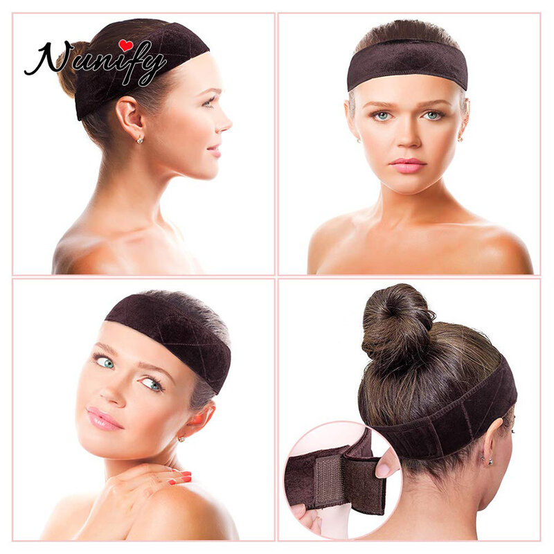 57Cm Velvet Wig Band For Fastern Wig Flexible Skin Wig Grip Band Coffee Comfort Headband Adjustable Hair Band 5.5cm Non-slip