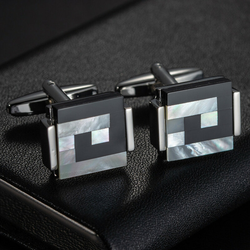 New High Quality Rectangle Enamel Copper Material Square Cuff Fashion Men's French Shirts Cufflinks wholesale Father's Day Gift