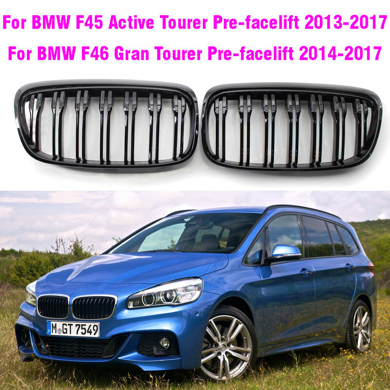 Voor Grill Mesh Zwart Voor F45 Bmw 2 Serie 5 Seat Actieve Tourer En 7 Seat F46 Gran Tourer Front bumper Grille 2014-2017