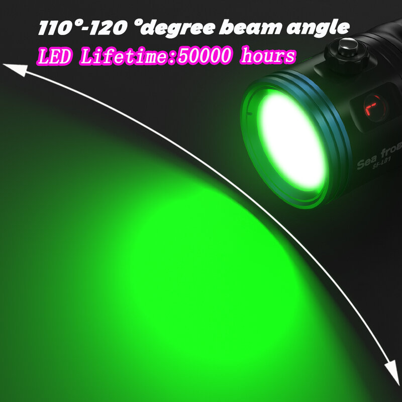 Seafrogs 5000LM مصباح يدوي للكاميرا 4 طرق 9 ألوان للإضاءة التصوير الفوتوغرافي مع RGB ضوء مقاوم للماء مصباح تحت الماء