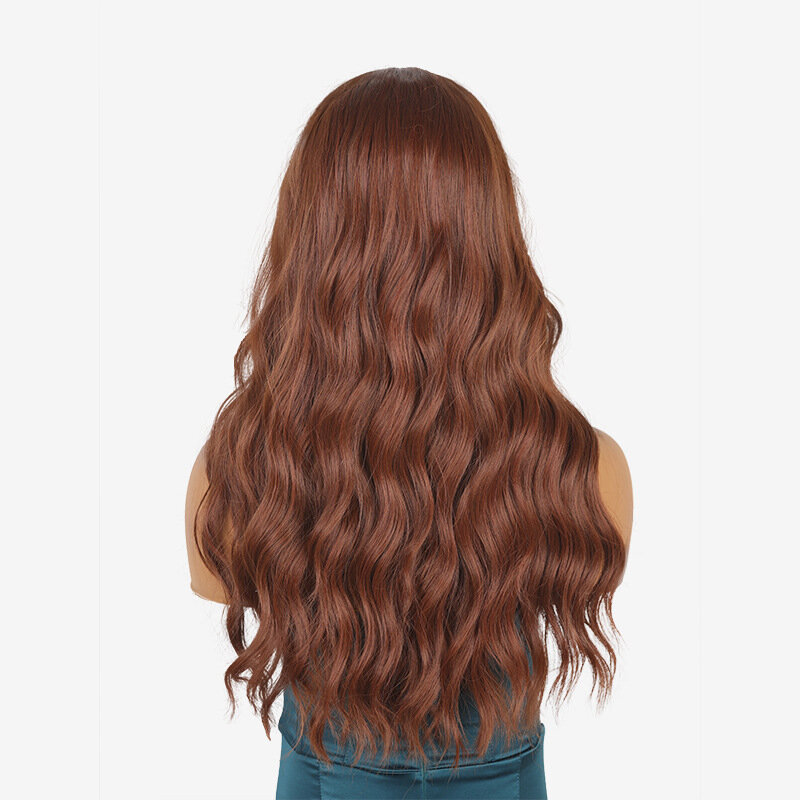 SNQP 여성용 중앙 부분 긴 곱슬 머리, 푹신하고 날씬해 보이는 스타일리시 헤어 가발, 데일리 코스프레 파티 내열성, 65cm