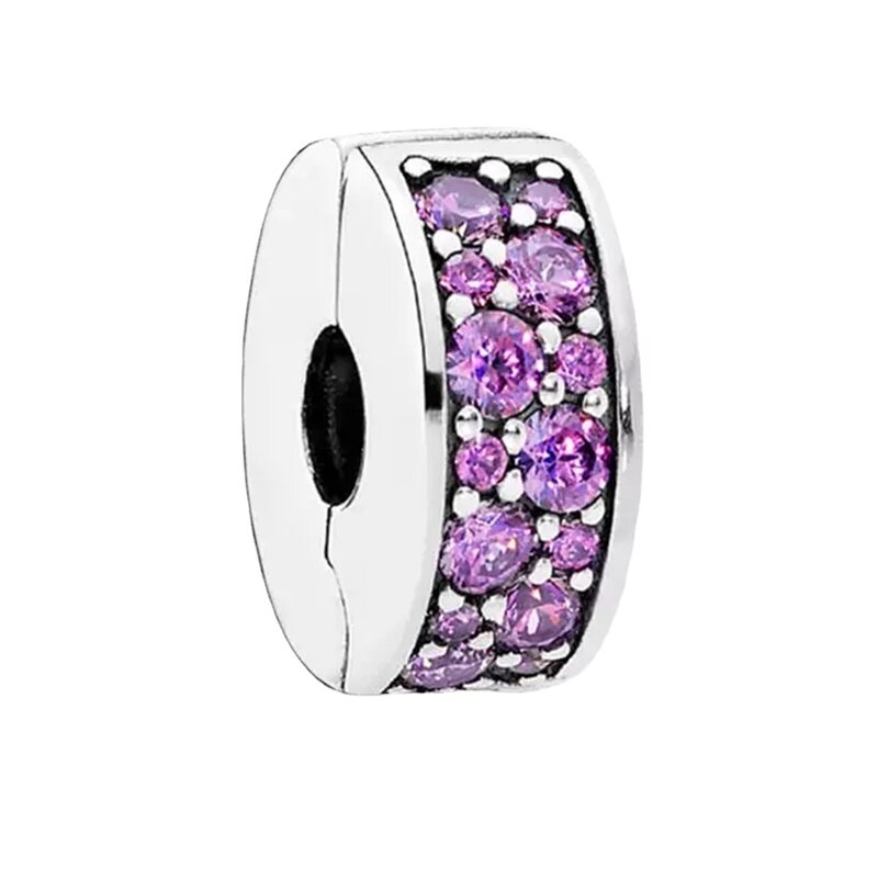 Breloque fleur en argent regardé 925, perle violette, convient au bracelet et au collier Pandora originaux, fabrication de bijoux, cadeau, nouveau, 925