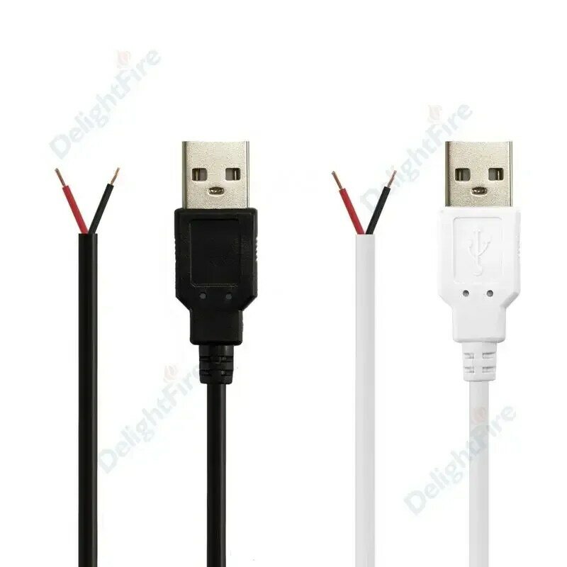 Cable de alimentación USB 2,0 con enchufe macho, Cable de 2 pines desnudo, Cable de cola de cerdo para equipo USB instalado, reemplazo de reparación de ventiladores pequeños
