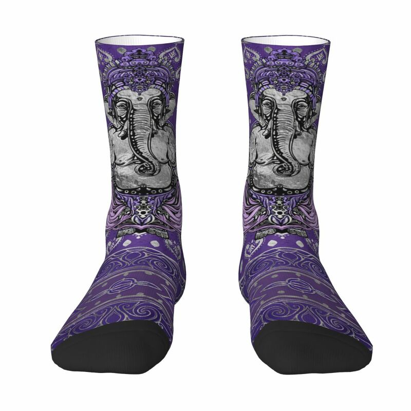 Ganesha - Silver And Purples Adult Socks Unisex socks,men Socks women Socks