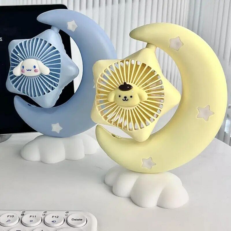 Sanrio Cinnamoroll Mijn Melodie Usb Nachtlampje Fan Kawaii Pom Pom Purin Slaapkamer Cartoon Bureau Fan Desktop Decoraties Vakantie Cadeau