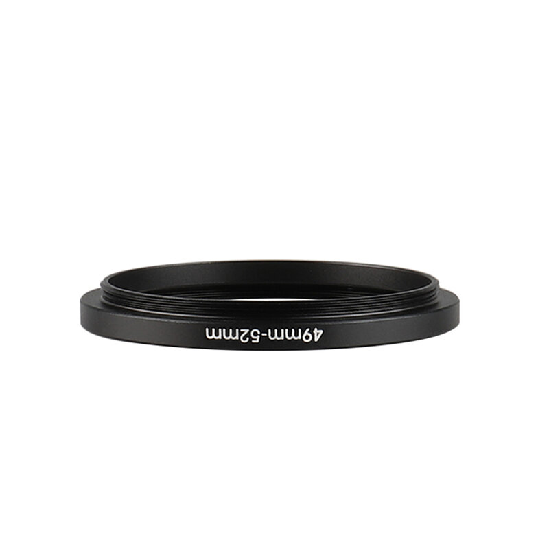 Alumínio preto Step Up Filter Ring, 49mm-52mm, 49-52mm, 49-52mm, adaptador de filtro para Canon, Nikon, Sony, câmera DSLR