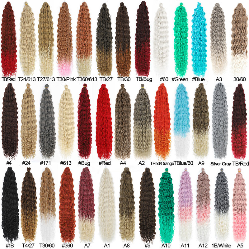 Ariel-Onda de água torção Crochet cabelo, onda sintética profunda trança, extensão do cabelo, 22-30 em, Ombre, loira, rosa