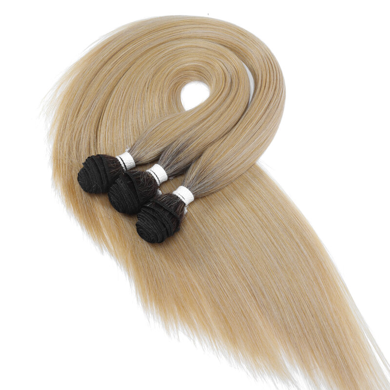 YunRong-Paquete de cabello liso súper largo, extensión de cabello sintético, tejido falso Yaki, Color naranja, completo a extremo