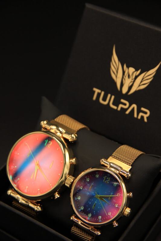 Caixa personalizada casal relógio de pulso ímã cabo analógico caros relógios