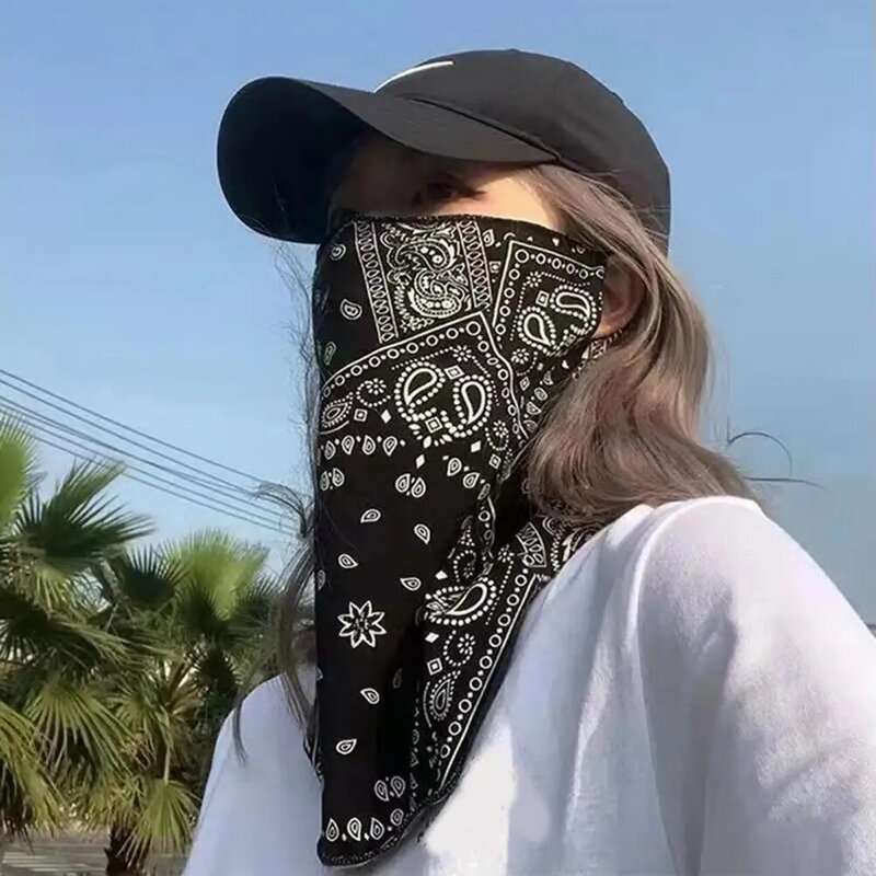 Summer Printing Ice Sleeves Ice Silk Sun Protection Face Guard Ear-Hanging Anti-UV Elastic Neck Cover Quick-Drying Arm Cover