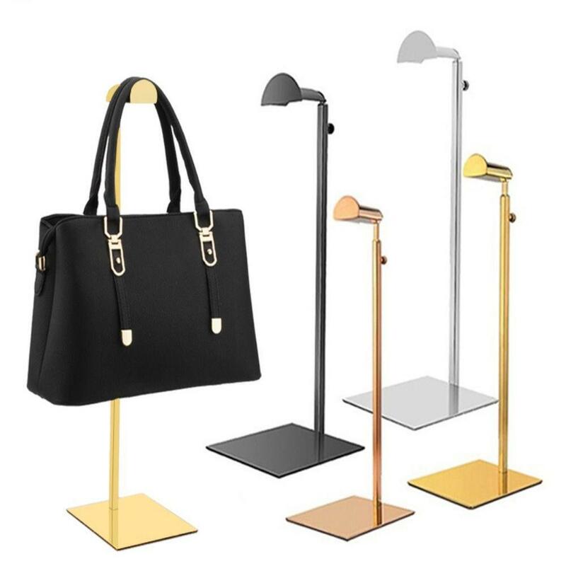 Polished Bag Show Shelf Adjustable Stainless Steel Hanging Handbag Display Purses Holder Rack Stainless Steel Organizer Stand