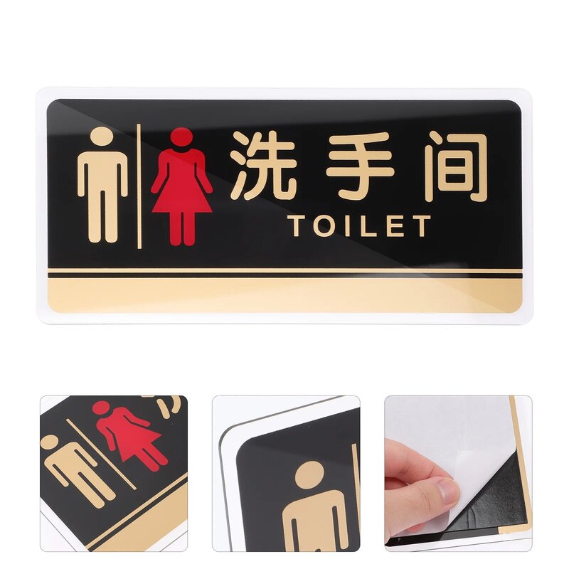 Toilet Sign Lavatory Plate Signs for Door WC Emblems Signage House Number Bathroom Acrylic Men and Women Man