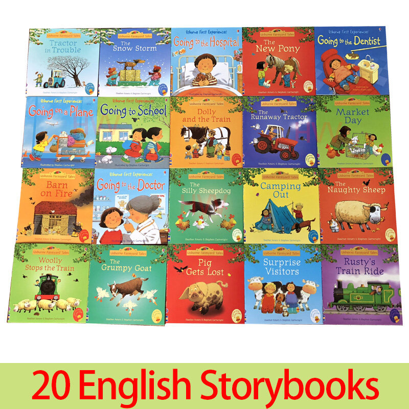 20 книг, книги с рассказами, английские детские книжки с изображением, детские книжки, знаменитые ученические книжки с ушами для детей, либрос, искусство комиксов