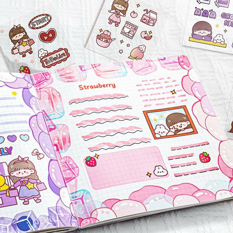 Desenhos animados menina coelho tema scrapbook adesivo, auto-adesivo, impermeável, planejador pet, journaling decalque, DIY suprimentos, 25pcs por conjunto