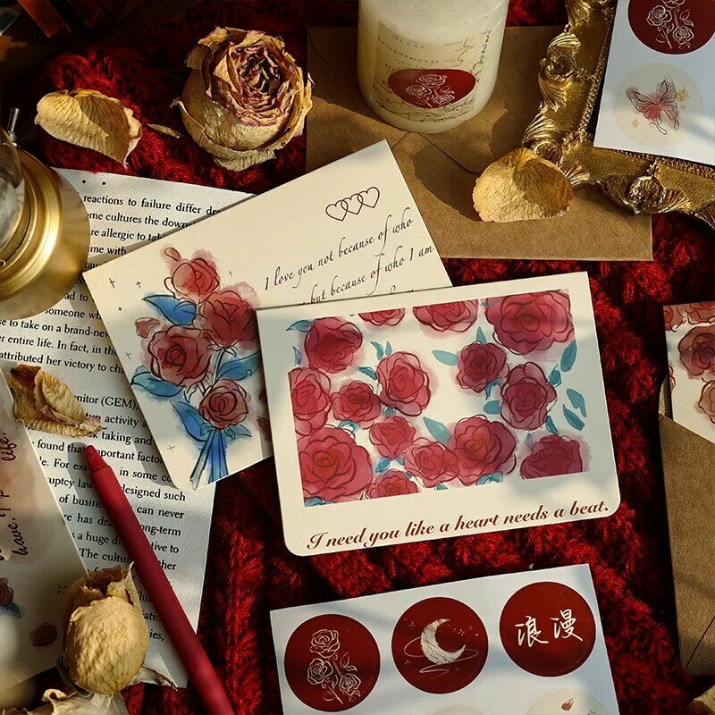 5 Stks/partij Wenskaarten Enveloppen Rose Western Stijl 17X11.5Cm Briefhoofd Romantische Liefdesbrief Verjaardagskaart Huwelijksuitnodigingen