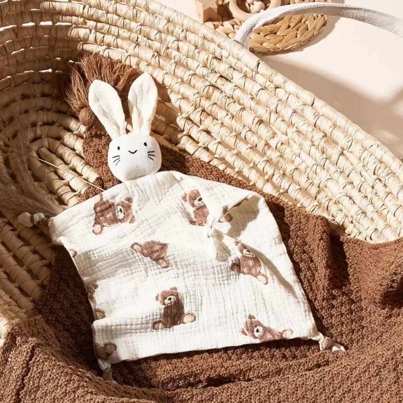 Łagodzi uspokajający śliniaki na ręczniki śpiąca lalka bawełniany koc koc ochronny śliczny królik przytulanka zabawka dla dzieci