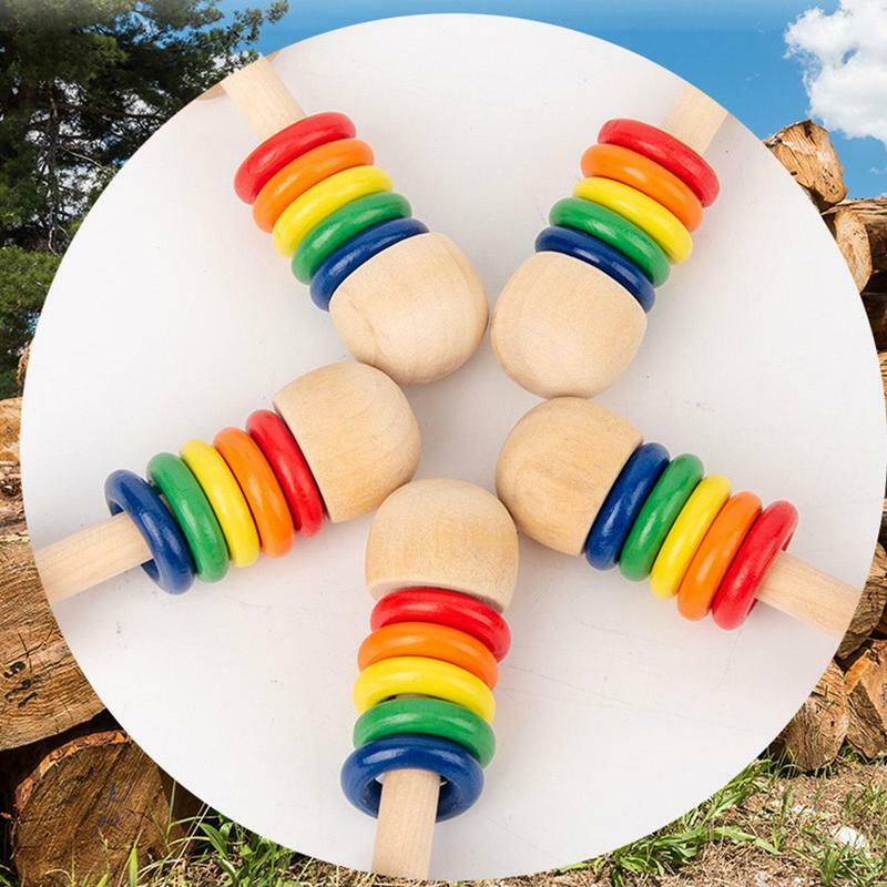 Wooden Shake Toys Kids Ring Grasping Toys Kids Ring Grasping Toys Wooden Kids Rattle Shake Toy Handmade Newborn Toy Early