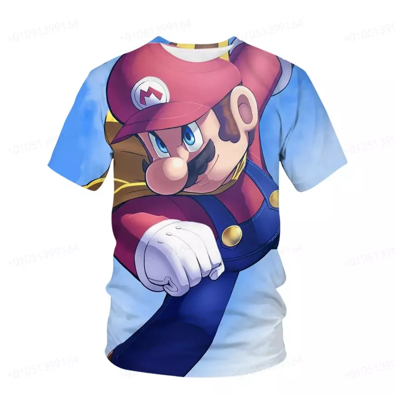 Лето 2024, новый стиль, необычная Детская футболка с принтом Супер Марио, дышащая быстросохнущая футболка для уличного спорта для мальчиков