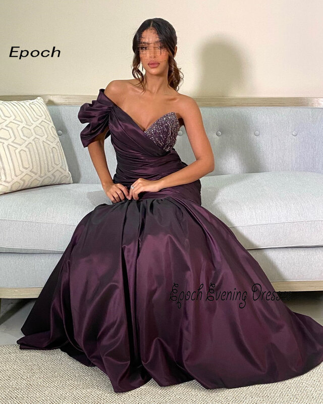 Epoch-vestido de noche Formal sin tirantes para mujer, elegante vestido de graduación de tafetán hasta el suelo, Sexy, 2024