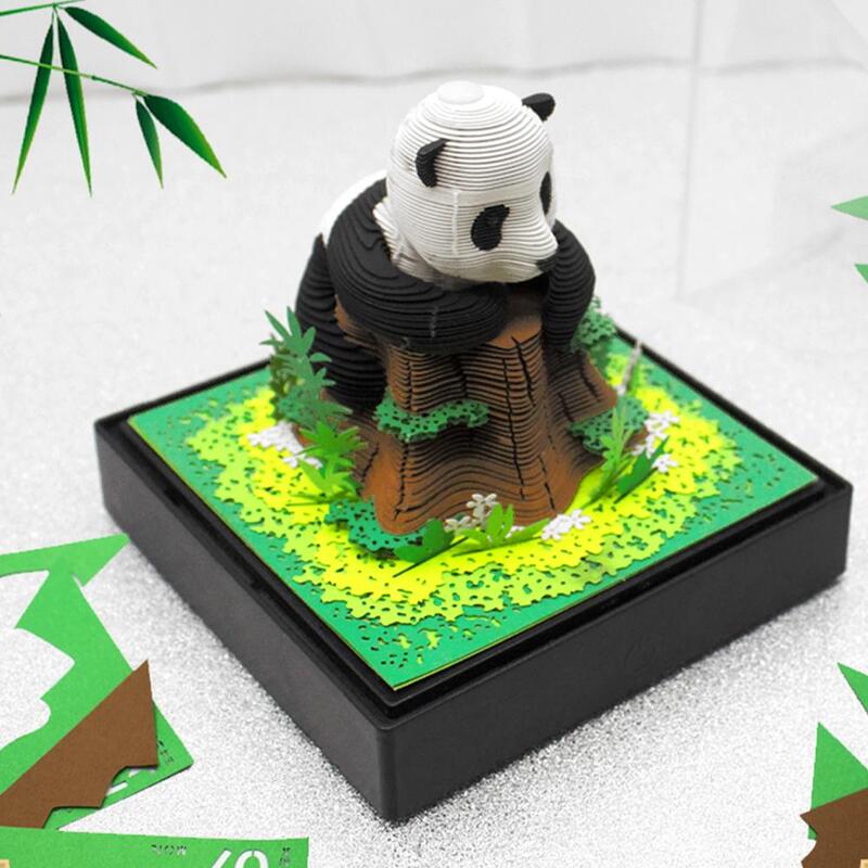 3D papier sztuka notatnik Panda karteczki samoprzylepne łza dekoracja papierowa prezenty dla pandy grawerowanie biura na biurko Model ozdoby do domu J5X2