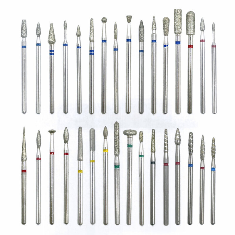 Алмазная керамическая фреза для ногтей, 32 вида, для маникюра, Ротационные насадки, аксессуары для удаления кутикулы, пилки для ногтей, инструменты для дизайна