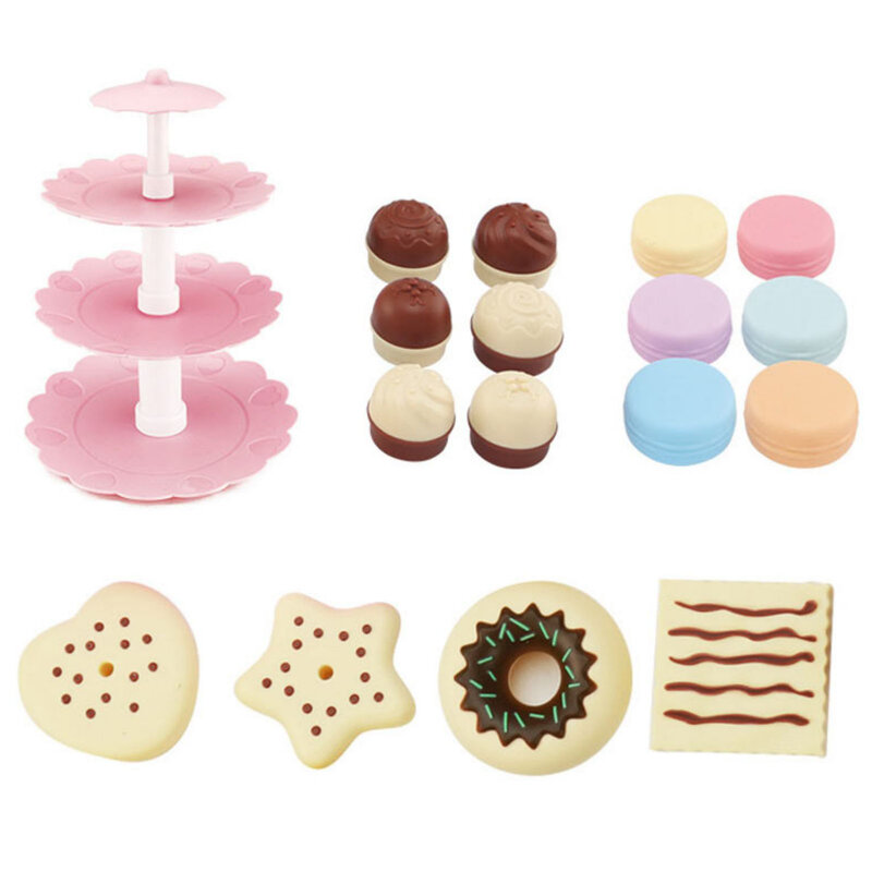 17pcs/Set Cake Tower Kitchen Toys Portable Pretend Play Funny Non-toxic Toy Set for Kids Boys Girls Cosplay Gifts