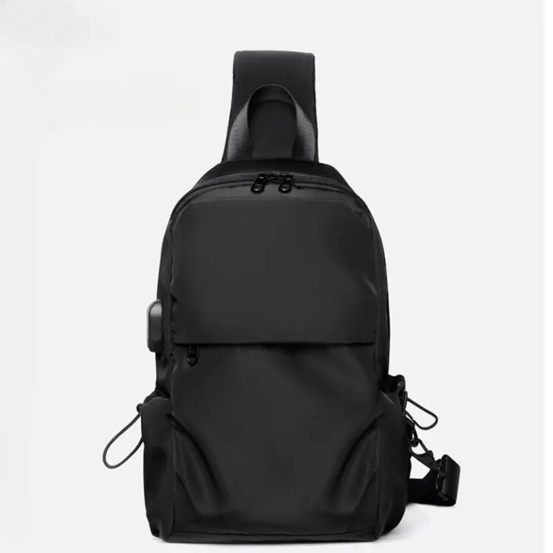 Нагрудная сумка AL мужская с USB-зарядкой, однотонная сумочка кросс-боди для отдыха и занятий спортом, мешок на плечо большой вместимости, подарок на праздник