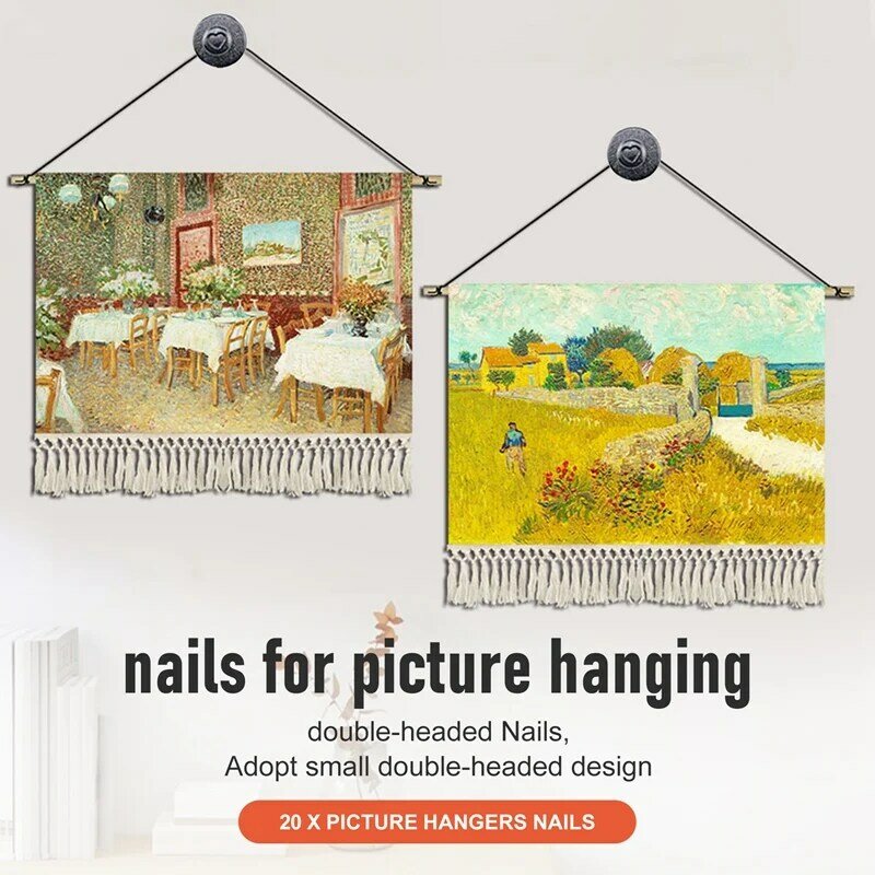 20 Pack Small Nails For Picture Hanging Double-Headed Picture Hangers Nails Wall Nails For Hanging Pictures
