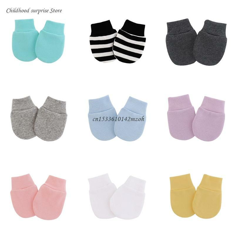 Mitaines couleur unie sans rayures, gants protection des mains pour nourrissons garçons filles, chaussettes à mains,