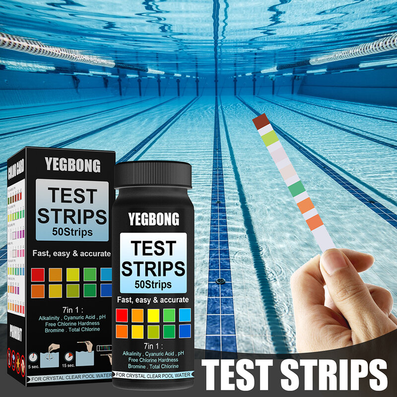 Tragbare nützliche dauerhafte Teststreifen ph 1 Flasche 50 stücke 7 in 1 hochwertigen Pool Wasser Test papier Teststreifen