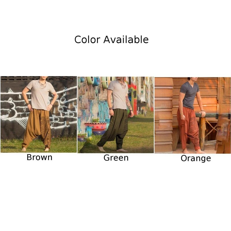 Шаровары в винтажном стиле Бохо для мужчин, шаровары, мешковатые шаровары для йоги, Свободные повседневные эластичные брюки, брюки, одежда