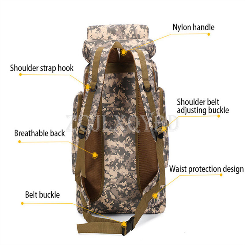 Большой Вместительный тактический рюкзак 80 л, Высококачественная водонепроницаемая сумка из ткани Оксфорд для кемпинга, пешего туризма, занятий спортом на открытом воздухе, дорожная сумка