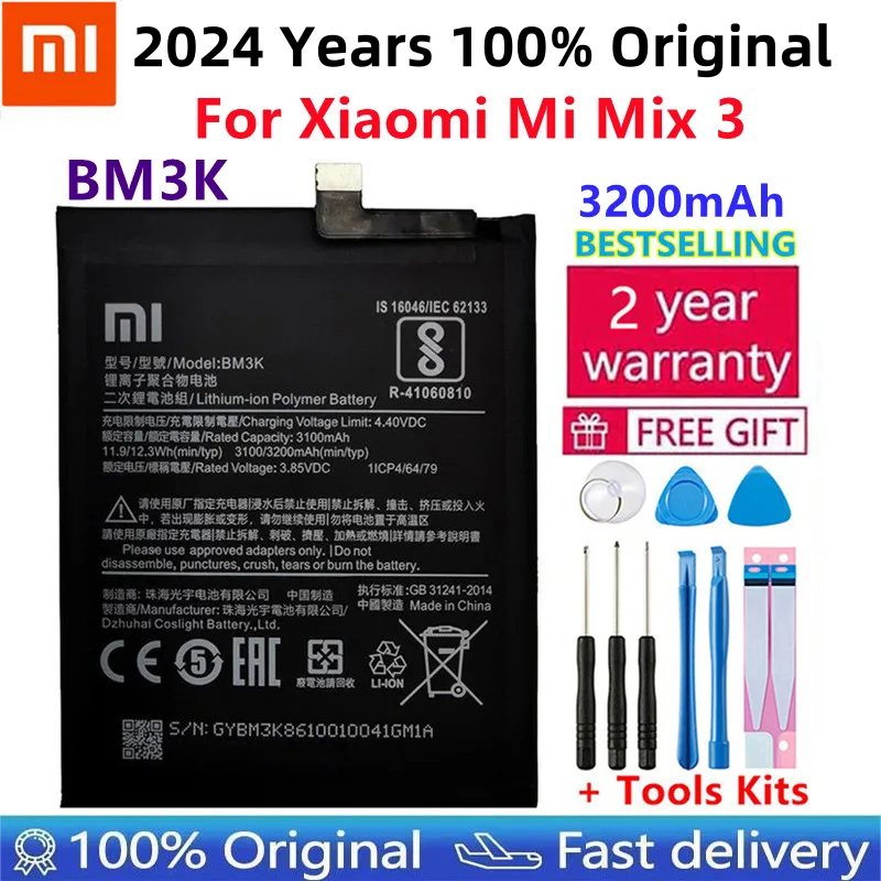Xiao Mi بطارية الهاتف الأصلي BM3K 3200mAh ل شاومي Mi Mix 3 Mix3 عالية الجودة استبدال بطاريات حزمة التجزئة أداة مجانية