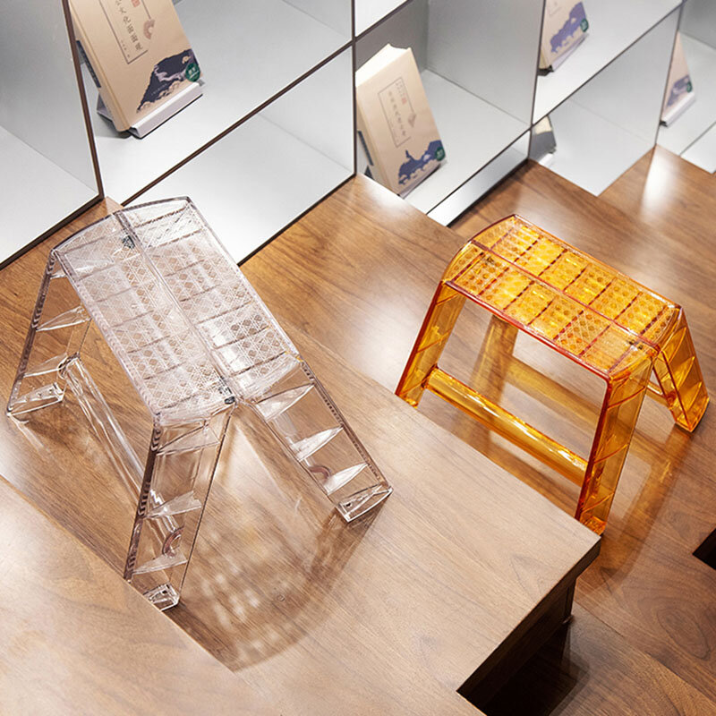 Échelle pliante multifonctionnelle en acrylique nordique, plate-forme de marche transparente, petite échelle pliante, piste PC, créativité de la maison