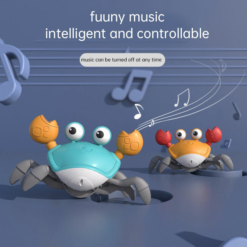 Electric Escape Crab Toys com Music Light, Evitar automaticamente obstáculos, Rastejando caranguejos para brinquedos interativos pai-filho