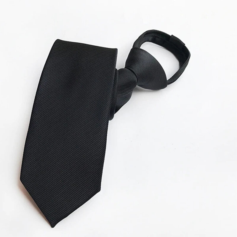 Corbata de cuello con cremallera preatada para hombre, Corbatas de lunares a rayas de 8cm de ancho, trajes ajustados de Jacquard, corbata, novedad de 2023