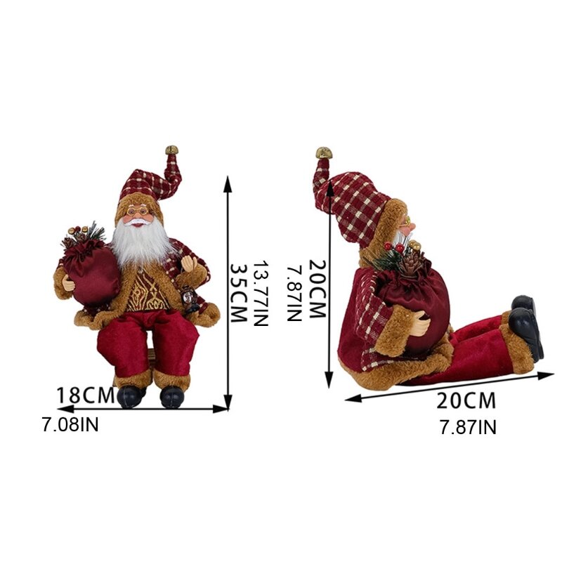 14 ''นั่ง Santa ตุ๊กตารูปคริสต์มาสตกแต่งแขวนเครื่องประดับต้นคริสต์มาส Santa สำหรับตุ๊กตาของเล่นสะสม