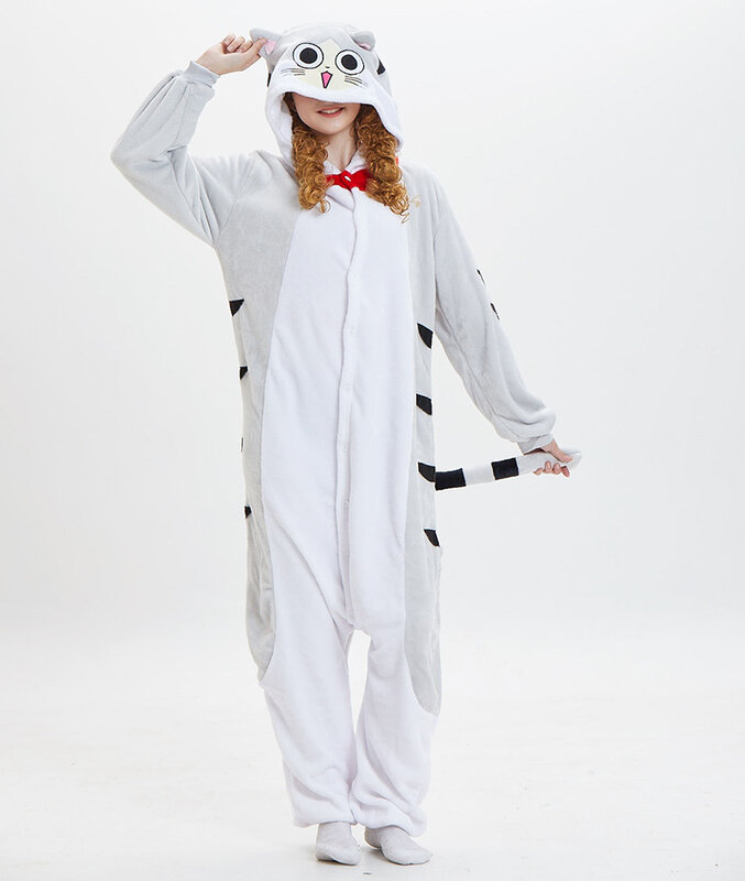 Animal Cartoon Sleepwear Onesie Pajamas Flannel Warm One Piece Halloween Cosplay Costume Unisex Adult Kids Homewear Jumpsuit