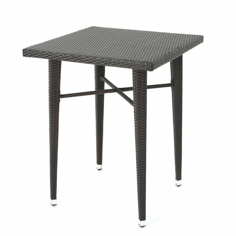 Outdoor 32.5-Inch Square Wicker Bar Table Kitchen Bistro Pub Dining Table, Brown