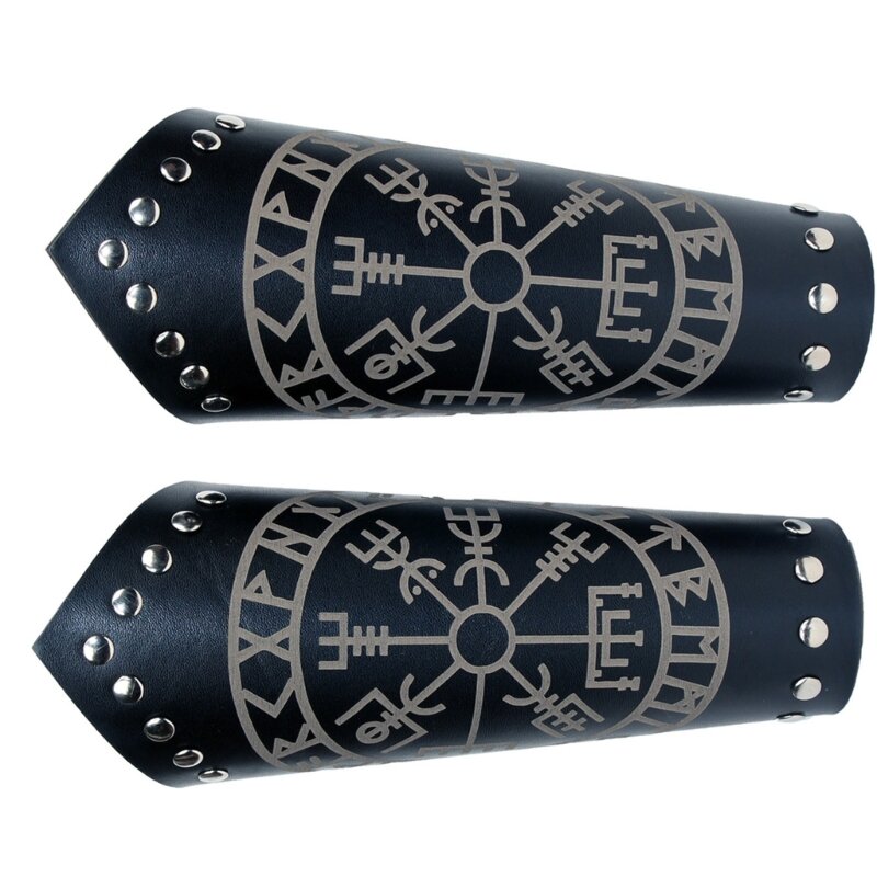 Medieval Wristband Men Cosplay Embossed Gauntlet Bracer Gauntlet for Men Cosplay PU Wristband for Photoshoots and Stage