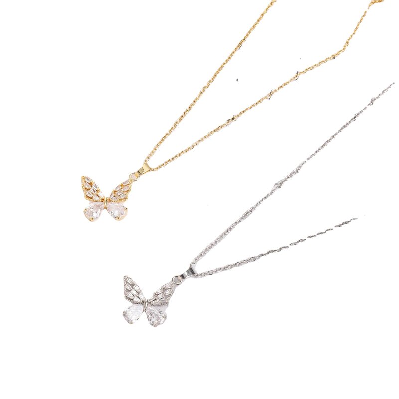 Женское Ожерелье из титановой стали Phantom Butterfly, цепочка для воротника с полным алмазом и подвеской-бабочкой