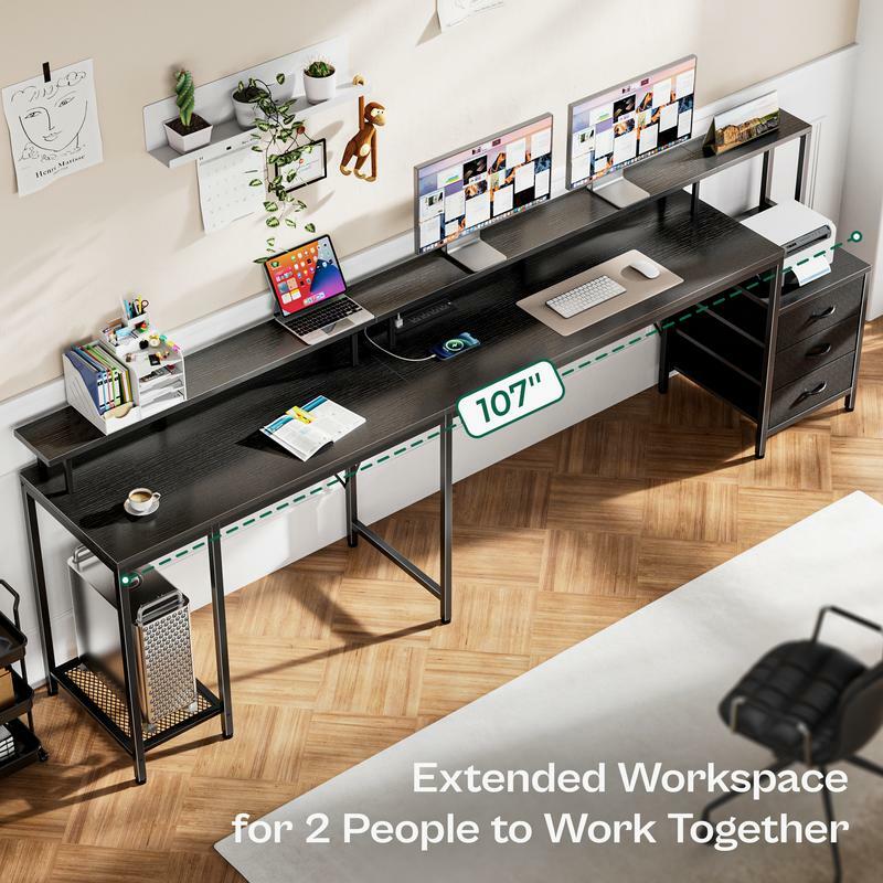 Uuger-mesa em forma de l para casa e escritório, com suporte para impressora e monitor, grande espaço de armazenamento