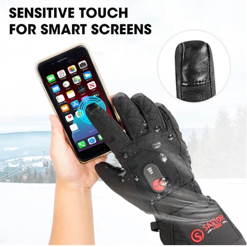 Zbawiciel do ogrzewania rękawiczek akumulatorowy dla mężczyzn zimowa elektryczna rękawica narciarska z ekranem dotykowym baterii rękawica damska wędkarska